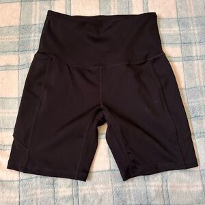 Black Compression Bike Shorts with High Waist